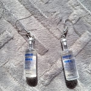 Women's Fun Novelty Date Night Vodka Bottle Hook Dangle Earrings